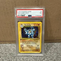 1999 Pokemon Game Machamp Holo 1st Edition PSA 7 - Image 1