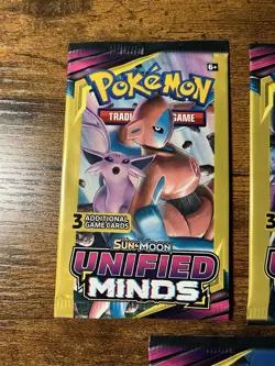 Pokemon Unified Minds 3 Card Pack Booster Art Set 3 Packs Sealed - Image 2