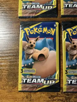 Pokemon Sun & Moon Team Up Factory Sealed 3 Card Packs Snorlax Art Lot Of 4 - Image 4