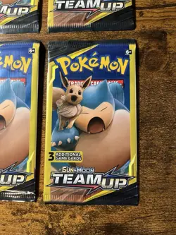 Pokemon Sun & Moon Team Up Factory Sealed 3 Card Packs Snorlax Art Lot Of 4 - Image 5