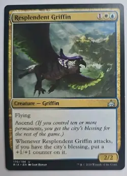 MTG Magic The Gathering Card Resplendent GriffinCreature Griffin White Blue Ixa - Image 1