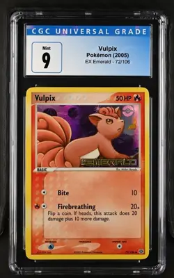 Pokemon VULPIX 72/106 Stampled Reverse Holo (EX Emerald) CGC 9 - Image 1