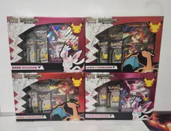 Pokemon x2 Celebrations Lance's Charizard V And x2 Dark Sylveon V Sealed Boxes - Image 1
