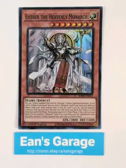 YuGiOh Ehther The Heavenly Monarch 1st Edition RA04-EN018 Super Rare - MN - Image 1