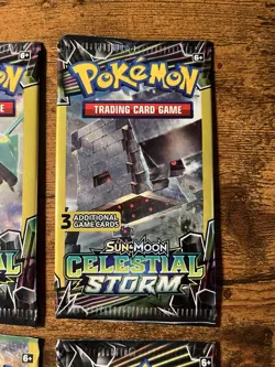 Pokemon Sun and Moon 3 Card Mini Booster Packs Celestial Storm Etc. Lot Of 4 - Image 3