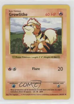 Growlithe Shadowless Pokemon Base Set #28 1999 0l4h - Image 1