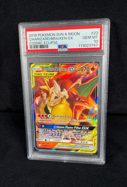 Pokemon Charizard & Braixen GX Holo #22 2019 Cosmic Eclipse PSA 10 Gem Mint TCG - Image 1
