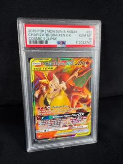 Pokemon Charizard & Braixen GX Holo #22 2019 Cosmic Eclipse PSA 10 Gem Mint TCG - Image 2