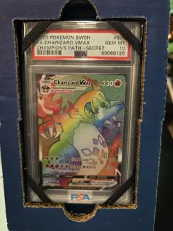 2020 Pokemon Champion's Path Card 74/73 Charizard Rainbow Vmax Graded PSA 10 Gem - Image 1