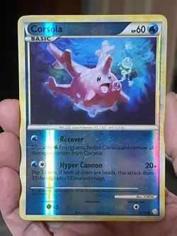 POKEMON CORSOLA #37/123 REVERSE HOLOFOIL LP HEART GOLD & SOUL SILVER CARD - Image 1