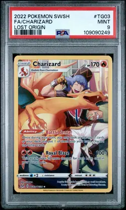 2022 POKEMON SWORD & SHIELD LOST ORIGIN #TG03 FULL ART/CHARIZARD PSA 9 - Image 1