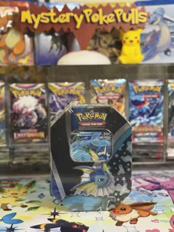 Pokemon TCG Vaporeon V Tin Factory Sealed - Image 1