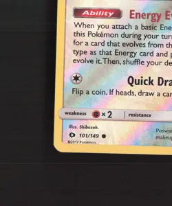 Eevee 101/149 Sun & Moon Reverse Holo Pokemon Card LP - Image 5