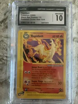 Pokemon TCG Rapidash Black Star Promo Card #51 Pokemon Center NY GEM 💎 MINT 10 - Image 1
