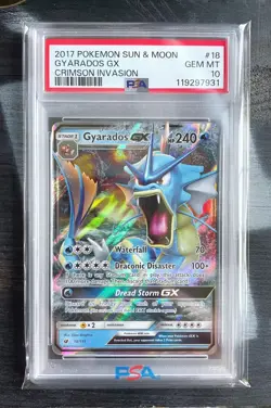 Pokemon Card PSA 10 GEM MT - GYARADOS GX #18 - 2017 S&M - CRIMSON INVASION - Image 1