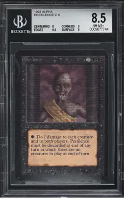 1993 Magic The Gathering MTG Alpha Pestilence BGS 8.5 NM-MT+ - Image 1
