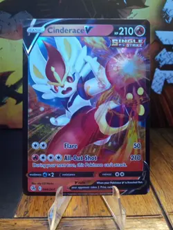 2021 Pokemon Fusion Strike Cinderace V #044 VLP - Image 1