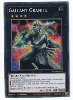 Yugioh Gallant Granite MP20-EN167 Prismatic Secret Rare 1st Edition NM - Image 1