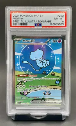 PSA 8 Mew ex Special Illustration Rare 232/091 Pokemon S&V Paldean Fates NM-MINT - Image 1