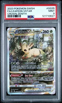 LEAFEON VSTAR PSA 9 - 2023 POKEMON SWORD & SHIELD CROWN ZENITH #GG35 FULL ART - Image 1
