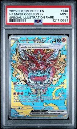 2025 POKEMON PRE EN-PRISMATIC EVOLUTIONS #148 HEARTHFLAME MASK OGERPON EX PSA 9 - Image 1