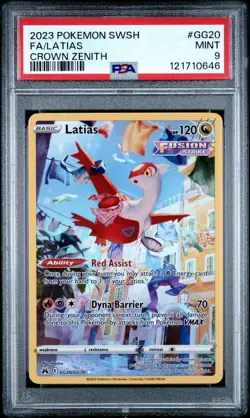LATIAS 2023 POKEMON CROWN ZENITH GALARIAN HOLO RARE GG20/GG70 PSA GEM MINT 9 - Image 1