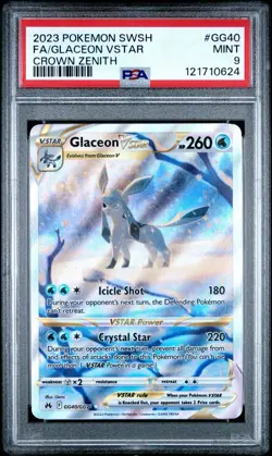 GLACEON VSTAR PSA 9 - 2023 POKEMON SWORD & SHIELD CROWN ZENITH #GG40 FULL ART - Image 1