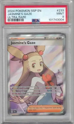 2024 POKEMON #233 JASMINE'S GAZE SURGING SPARKS ULTRA RARE TCG PSA 9 - Image 1