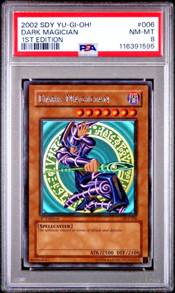 PSA 8 1ST EDITION Dark Magician SDY-006 Ultra Rare 2002 Starter Deck Yugi Yugioh - Image 1