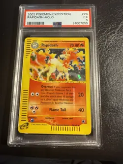 Pokemon TCG Rapidash Expedition Base Set Holo. PSA 5 Rare Card 26/165 - Image 1