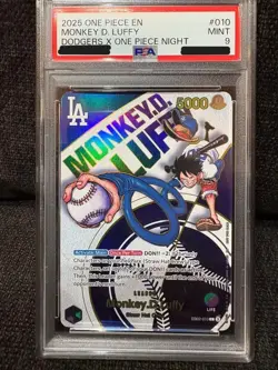 PSA 9 Monkey D. Luffy Dodgers × One Piece Night Promo EB02-010 EN Leader Card OP - Image 2