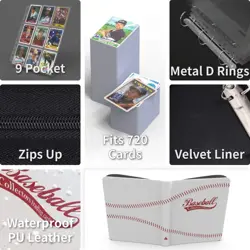 card binder baseball trading sleeves pocket album cards 55 removable - Image 5