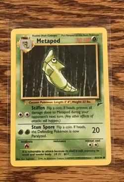 **Moderate Play** Metapod "Base Set 2" 81/130 Common Pokemon Card - Image 1