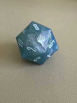 MTG Final Fantasy: Gift Bundle Crystal Blue D20 Die (7 Blue + 1 Regular White) - Image 2