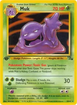Pokemon Muk (28) NM Unlimited Normal Fossil - Image 1