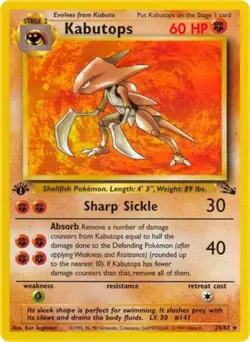 Pokemon Kabutops (24) NM Unlimited Normal Fossil - Image 1