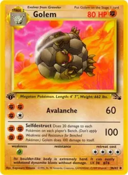 Pokemon Golem NM Unlimited Normal Fossil - Image 1