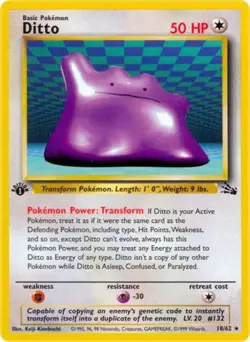 Pokemon Ditto (18) NM Unlimited Normal Fossil - Image 1