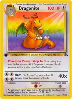 Pokemon Dragonite (19) NM Unlimited Normal Fossil - Image 1