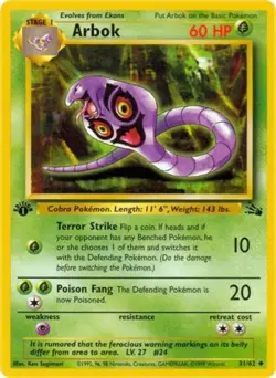Pokemon Arbok NM Unlimited Normal Fossil - Image 1