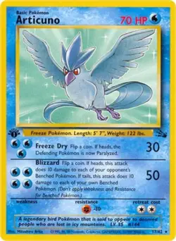 Pokemon Articuno (17) NM Unlimited Normal Fossil - Image 1