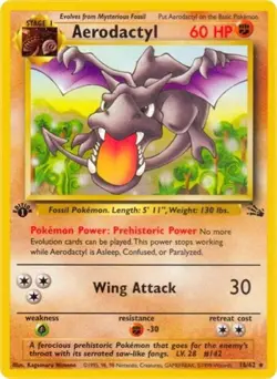 Pokemon Aerodactyl (16) LP Unlimited Normal Fossil - Image 1