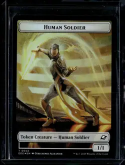 Human Soldier 2 / Lander 4 - Foil - Token - EOE - NM - MTG Magic the Gathering - Image 1