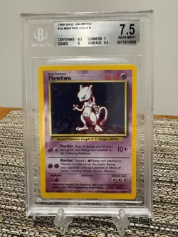 #10 Mewtwo Holo Rare Card | 1999 Pokemon Base Set Unlimited | BGS 7.5 NEAR MINT+ - Image 1