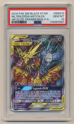 PSA 10 Pokemon Hidden Fates Promo Moltres & Zapdos & Articuno GX #SM210 GEM MINT - Image 1