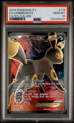 2016 POKEMON XY FATES COLLIDE #119 FULL ART/UMBREON EX PSA 10 NEW CERT - Image 1