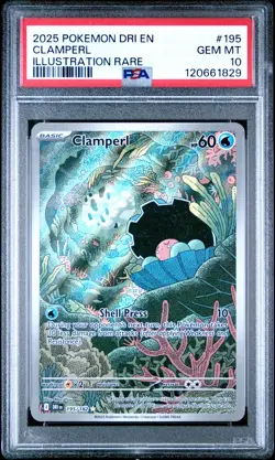 PSA 10 Clamperl Illustration Rare 195 2025 Pokemon Destined Rivals 120661829 - Image 1