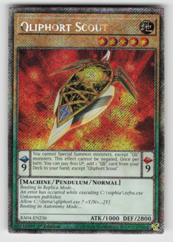 Qliphort Scout Yugioh RA04-EN236 Platinum Secret Rare PSR NM - Image 1
