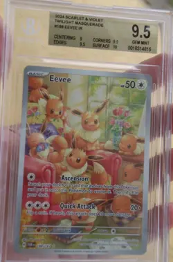 BGS 9.5 Eevee 188/167 Twilight Masquerade PSA IR Holo Pokemon Card Gem Mint - Image 3
