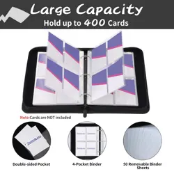 Trading Card Binder 4 Pocket with 50 Removable Sleeves, 400 Pockets Card Coll... - Image 2